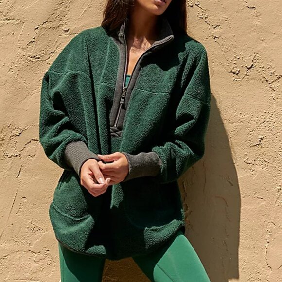 Womens FP Movement Mountain Dreamin Reversible Stargazer Green 1/2 Zip Fleece S - Picture 1 of 16